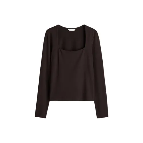 H&M Темно-кофейные Женские Футболки
