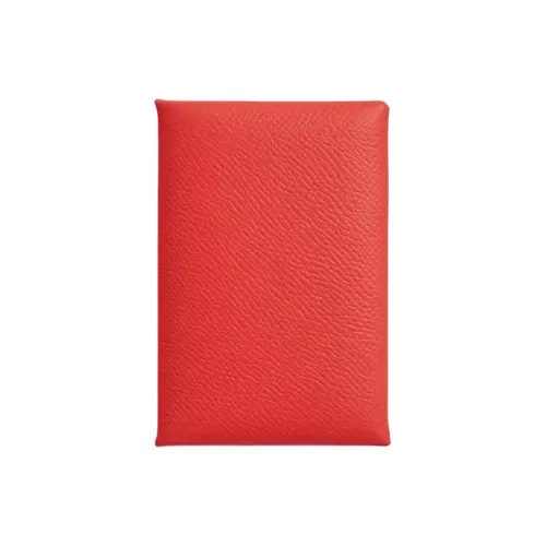 HERMES Calvi Телячья кожа Держатель для карт Женский 9T Capucine Оранжевый Красный