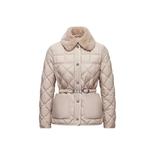 Moncler Cygne Diamond Quilted Короткий пуховик пуховик женский бежевый