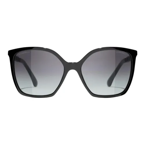 CHANEL Ацетат Квадратные Солнцезащитные Очки Унисекс Черные