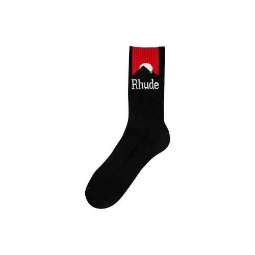 RHUDE 1 Пачка Черные Мужские Носки до Икры MID