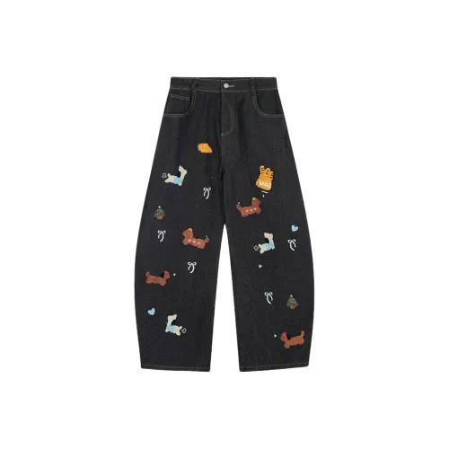 WKOOG Черные Унисекс Джинсы