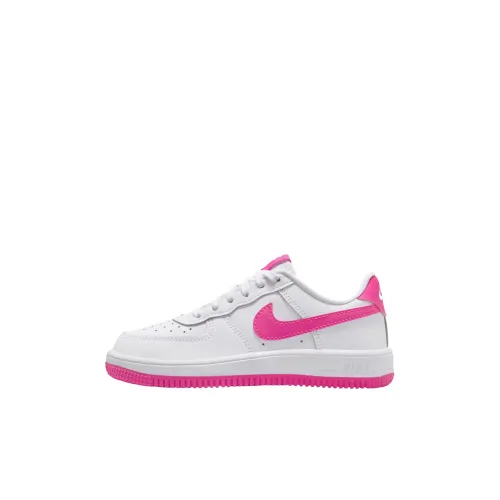 Nike Air Force 1 Устойчивый к истиранию Низкий Топ Детские Скейтбординги Белый Лазерный Розовый Для детей 3-7 лет