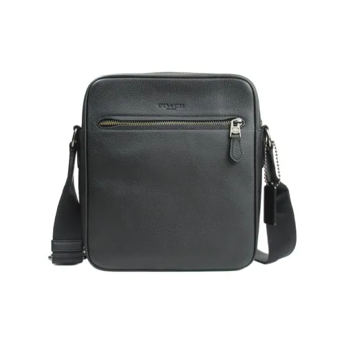 COACH Metropolitan Pebble Кожа Пилотная Сумка через плечо Сумка среднего размера Мужская Черная