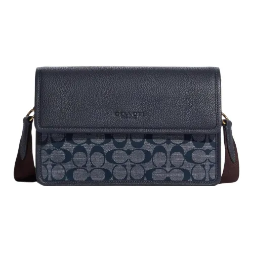 COACH Тернер Сумка через плечо из ткани полотняного переплетения среднего размера мужская джинсово-синий