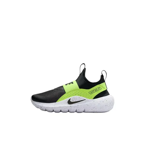 Nike Flex Runner 4 Амортизация Износостойкий Низкий Топ Детская Беговая Обувь Черный Зеленый Детский
