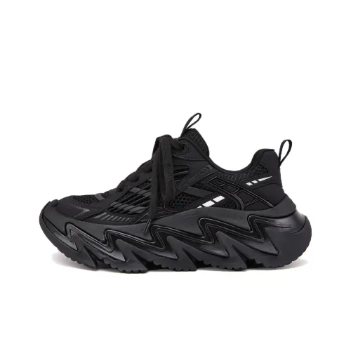 M88M Дышащий Увеличение Высоты Низкий Топ Толстая Подошва Женские Черный