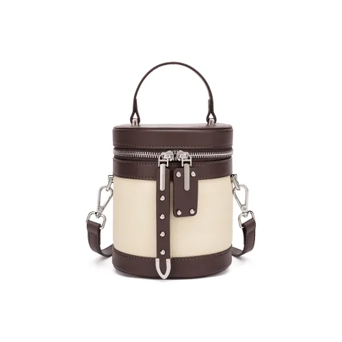 RED DRAGONFLY Корова Кожа Ведрообразная Сумка Сумка через плечо Женская Экрю Коричневый