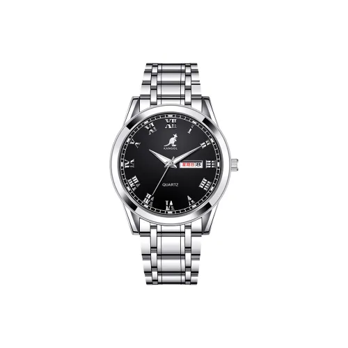 KANGOL Кварцевый механизм ремешок из нержавеющей стали черный циферблат мужские часы