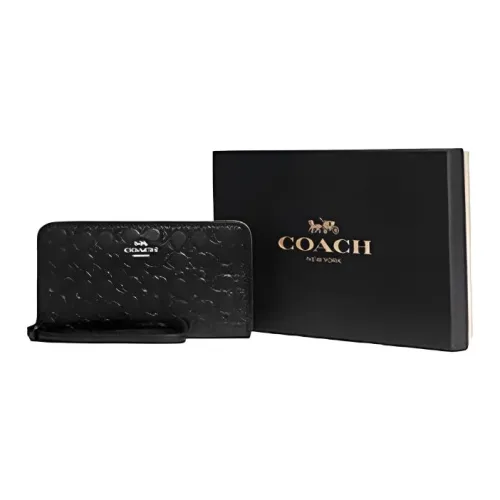 COACH Boxed Кожа Кошелек Коробка Женские Черный