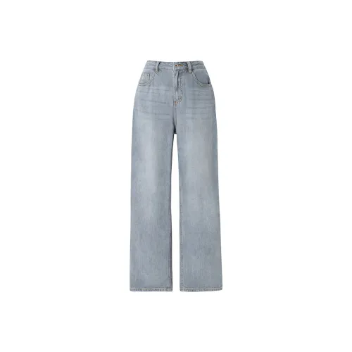 SOON FLOWER Серо-голубые Женские Джинсы