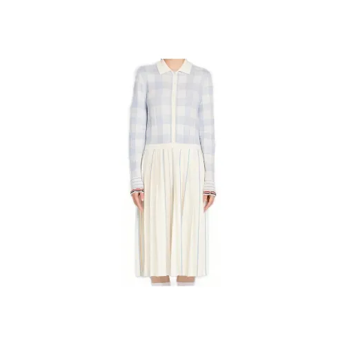 THOM BROWNE Белое Женское Длинное Платье с Рукавами