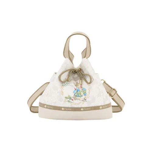 LeSportsac Peter Rabbit Коллаборация Ткань Ведрообразная Сумка Сумка через плечо Сумка среднего размера Женская Белая