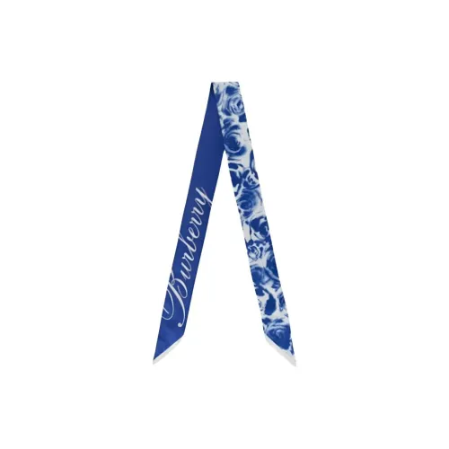 Шарфы из шелка Burberry унисекс синий и белый
