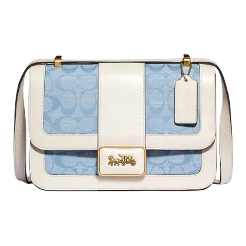 Coach Alie Холст с коровьей кожей курьерская сумка маленькая квадратная сумка сумка через плечо средний размер женская