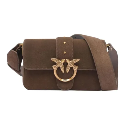 PINKO Love Series Замша Телячья Кожа Сумка через плечо Женская Коричневая