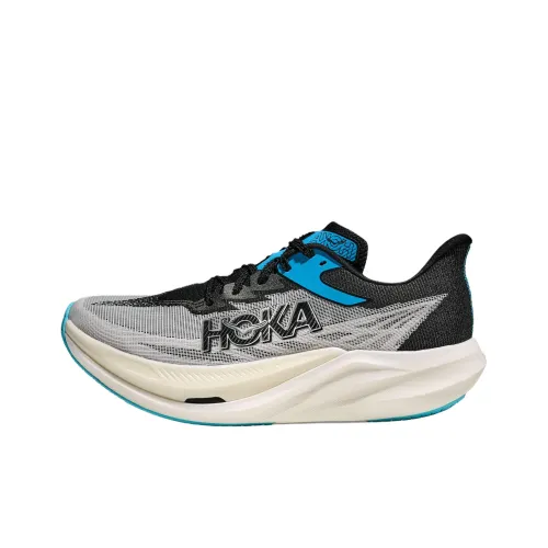 HOKA ONE ONE Rocket X Дышащая Поддержка Низкий Топ Повседневные Беговые Кроссовки Унисекс Серый Черный