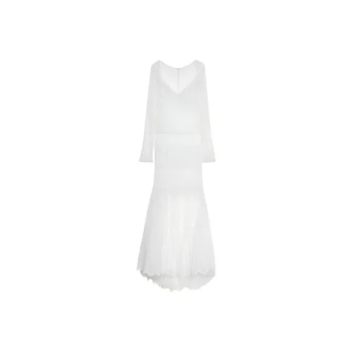 Blumarine Белое Женское Длинное Платье с Рукавами