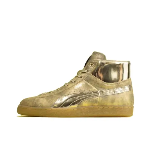 Meek Mill X PUMA Suede Classic Аbrasion Resistant MID Топ Скейтборд Кроссовки Унисекс Золото