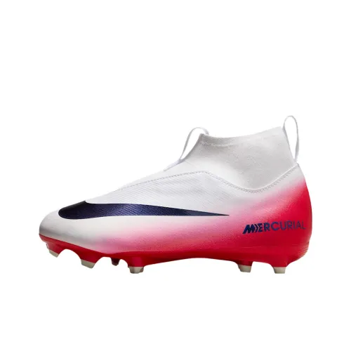Nike Mercurial Superfly 10 Academy Устойчивые к истиранию Высокие футбольные бутсы для детей Белый Красный Подростки