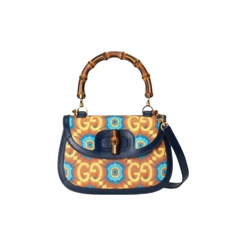 GUCCI Искусственная кожа с коровьей кожей бамбуковая сумка одно плечо обычная женская синий