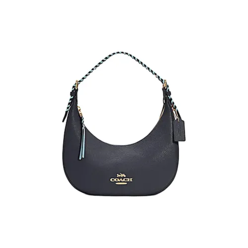 COACH Bailey Утонченный текстура гальки гладкая кожа сумка на плечо сумка через плечо большая женская синий черный