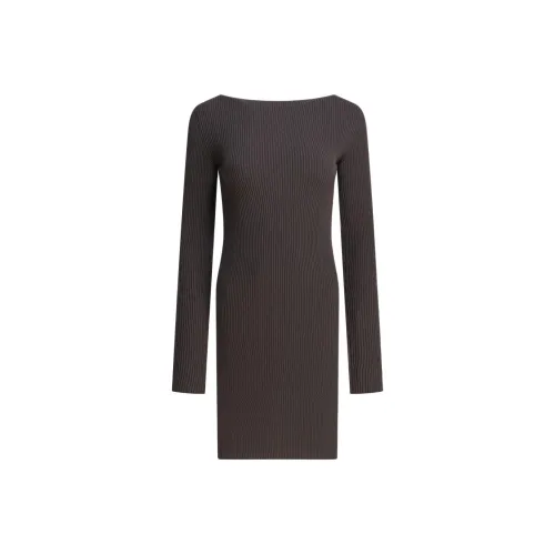 RICK OWENS совместный бренд RO Длинное платье с длинными рукавами Женское Коричневое