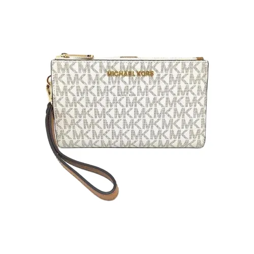 MICHAEL KORS Jet Set Travel PVC Поливинилхлорид Кошелек Женские Ванильный Белый Коричневый Желудь