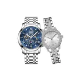 5587 Синий циферблат, стальной браслет + 3326-Сияющий серебряный