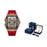 Красный ремешок, черный, стиль позиционирования