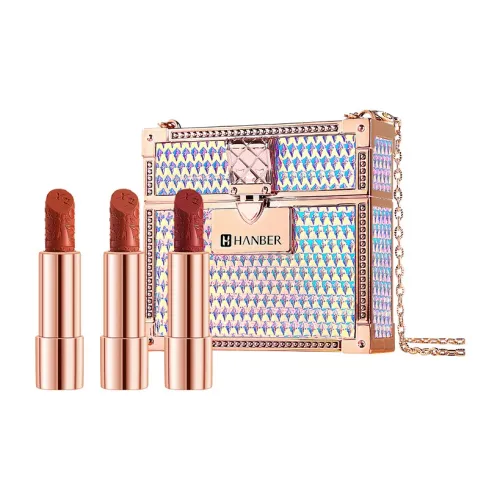 HanBelle Premium Diamond Цепочка Маленький Розовый Сумка Броги Gift Box Set Помады Велюр Легкий для Смесь Естественный Длинный Долговечный