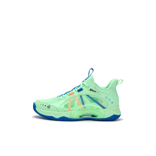 XTEP Hydrogen Craze Детские баскетбольные кроссовки Высокий топ Молоко Пена Зеленый/Прусский синий Унисекс