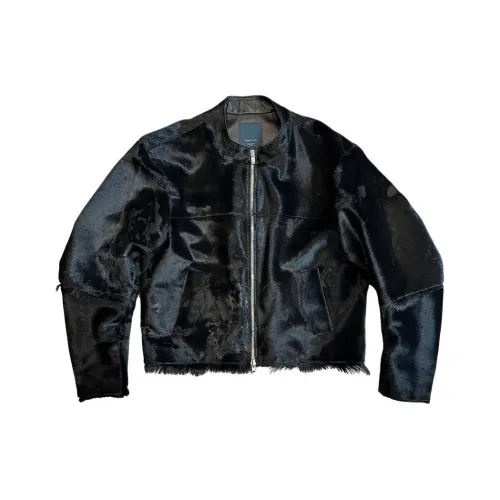 Undermycar SS25 Индийский Овца Волосы Blocked Rider Куртка Мужская