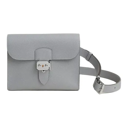 HERMES Sac A Depeches Epsom Телячья кожа Плечевая сумка Женская Серый