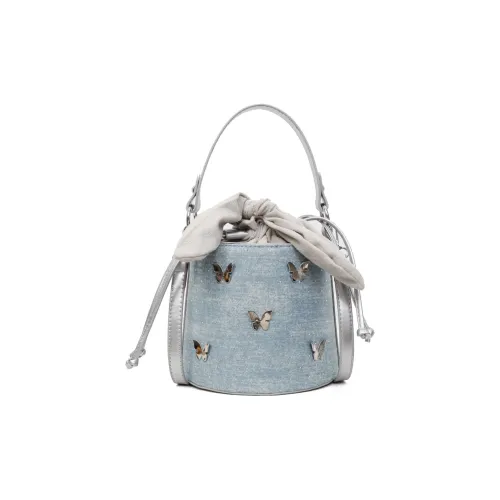 PINK·LAND Ткань Ведрообразная Сумка Сумка через плечо Сумка для женщин Небесно-голубой Синий Черный