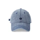 [Vintage Blue Washed Denim] 3D Эффект Сердце Темно-Синий Вышивка