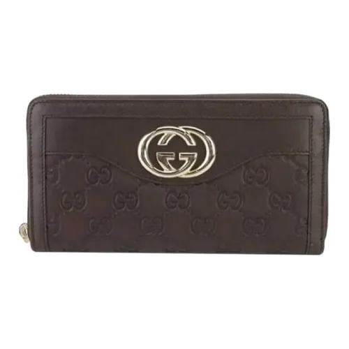 GUCCI Canvas с кожаными вставками кошелек женский коричневый