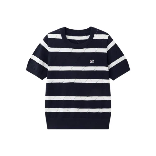 Elle Active Темно-синий Белый Женские T-рубашки