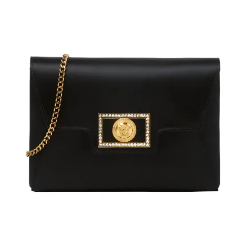 VERSACE La Medusa Вискоза Шелк Mulberry Конверт Сумка Одно Плечо Через Плечо Клатч Женский Черный