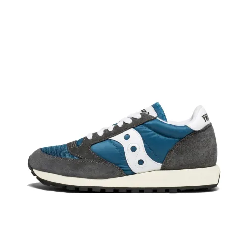 Saucony Jazz Original Vintage Устойчивые к истиранию амортизаторы Низкий топ Повседневная беговая обувь Мужская Синий Серый