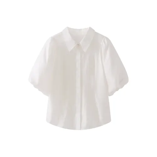 SYEEE WITH U Экрю Женские Рубашки