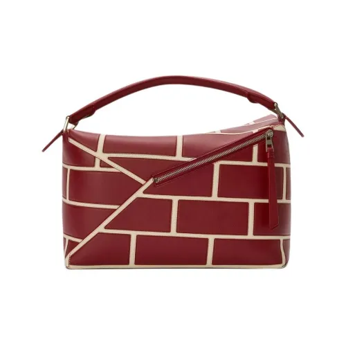 LOEWE Пазл Телячья кожа Сумка Большая Мужская Burnt Красный