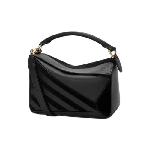 LOEWE Пазл Коровья кожа Одно плечо Сумка Маленькая Женская Черная