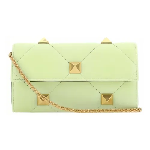 Valentino Roman Stud Овчина Сумка через плечо Женская Светло-зеленая