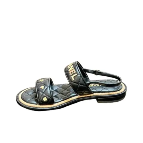 CHANEL One Ремешок Сандалии Женские Черные