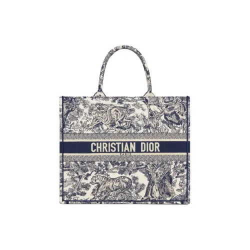 DIOR BookTote Jouy Вышивка Тоут Сумка Сумка для покупок Сумка Большая Женская Синяя