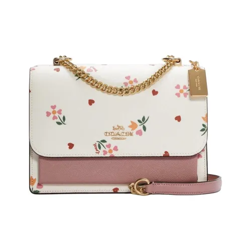 COACH Klare Покрытие Холст Кожа Аккордеон Сумка Сумка через плечо Маленькая Женская Розовая Белая Многоцветная