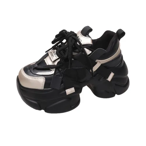 MIKAWEI Высота Увеличивающие Низкие Топы Толстая Подошва Женские Черные