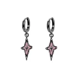 Металлические черные розовые искрящиеся звезды серьги с застежкой [1 пара]