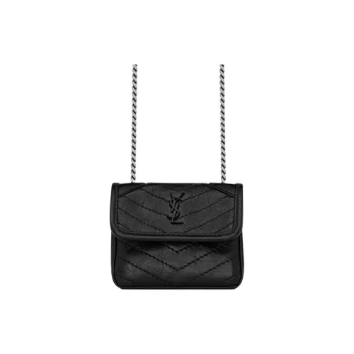 SAINT LAURENT Niki Коровья кожа Одно плечо Через плечо Чехол для наушников Женские Черный